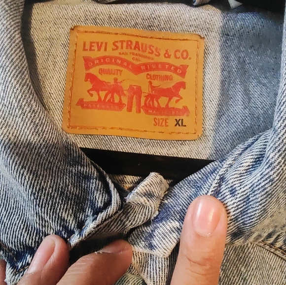 Denim Jacket with Peace Sign Embroidery - Picture 3 of 16